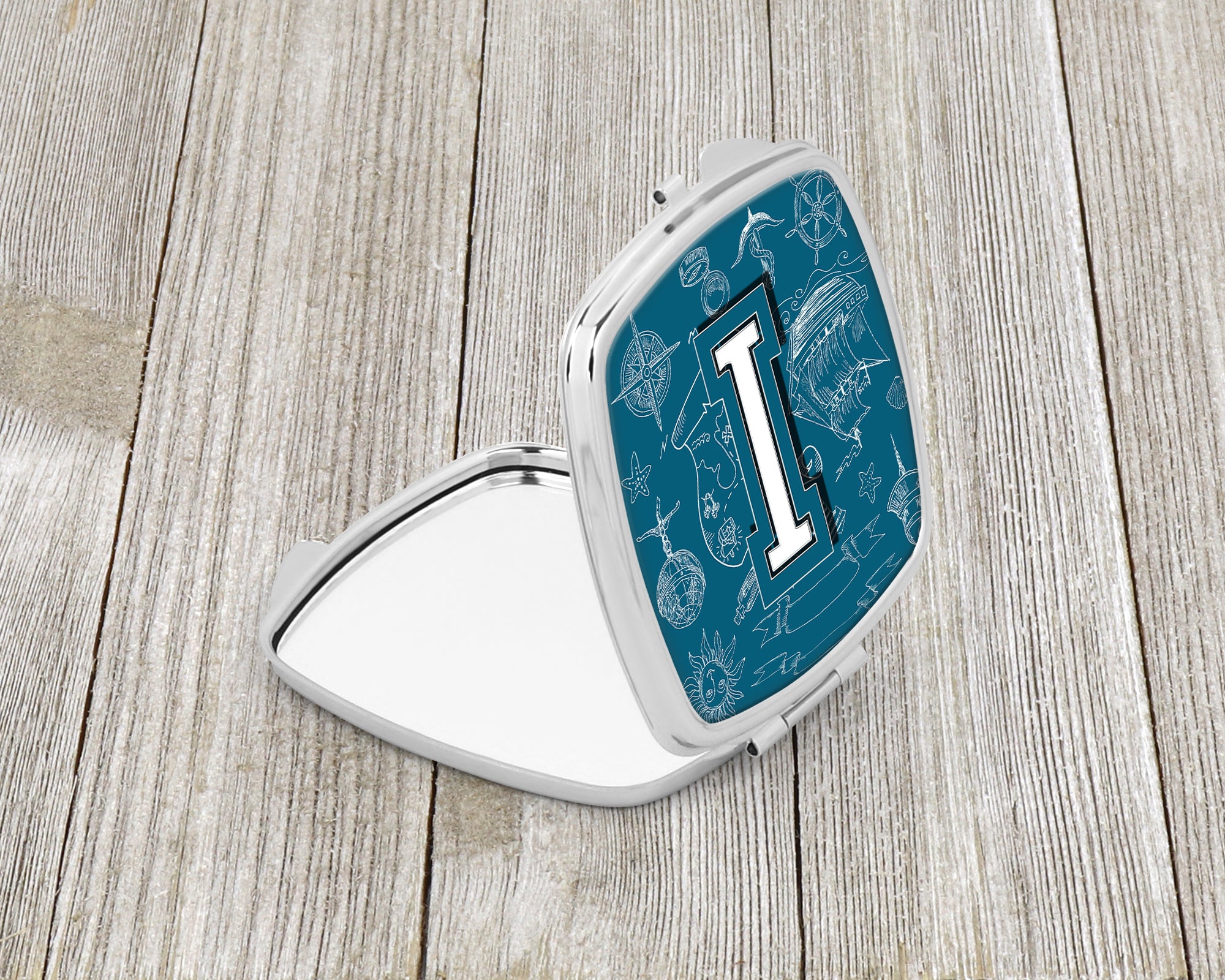 Letter I Sea Doodles Initial Alphabet Compact Mirror CJ2014-ISCM  the-store.com.