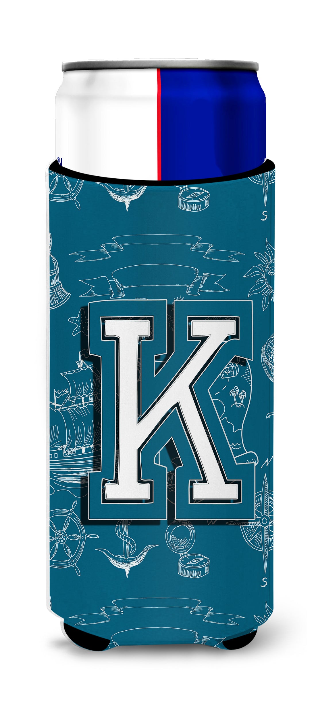 Letter K Sea Doodles Initial Alphabet Ultra Beverage Insulators for slim cans CJ2014-KMUK.