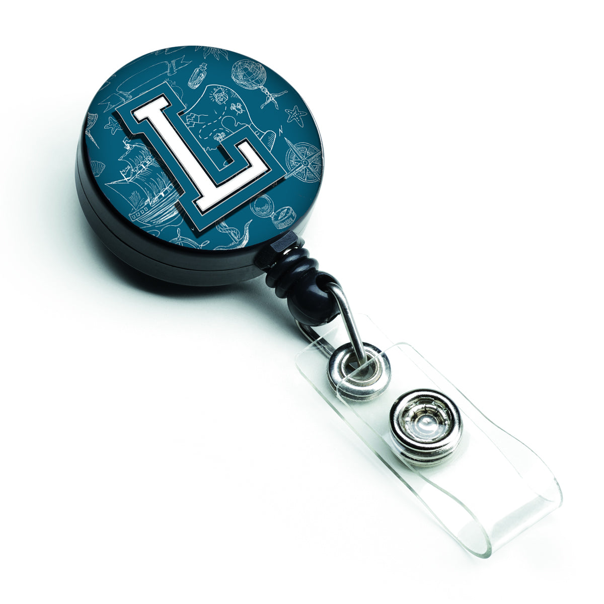 Letter L Sea Doodles Initial Alphabet Retractable Badge Reel CJ2014-LBR  the-store.com.