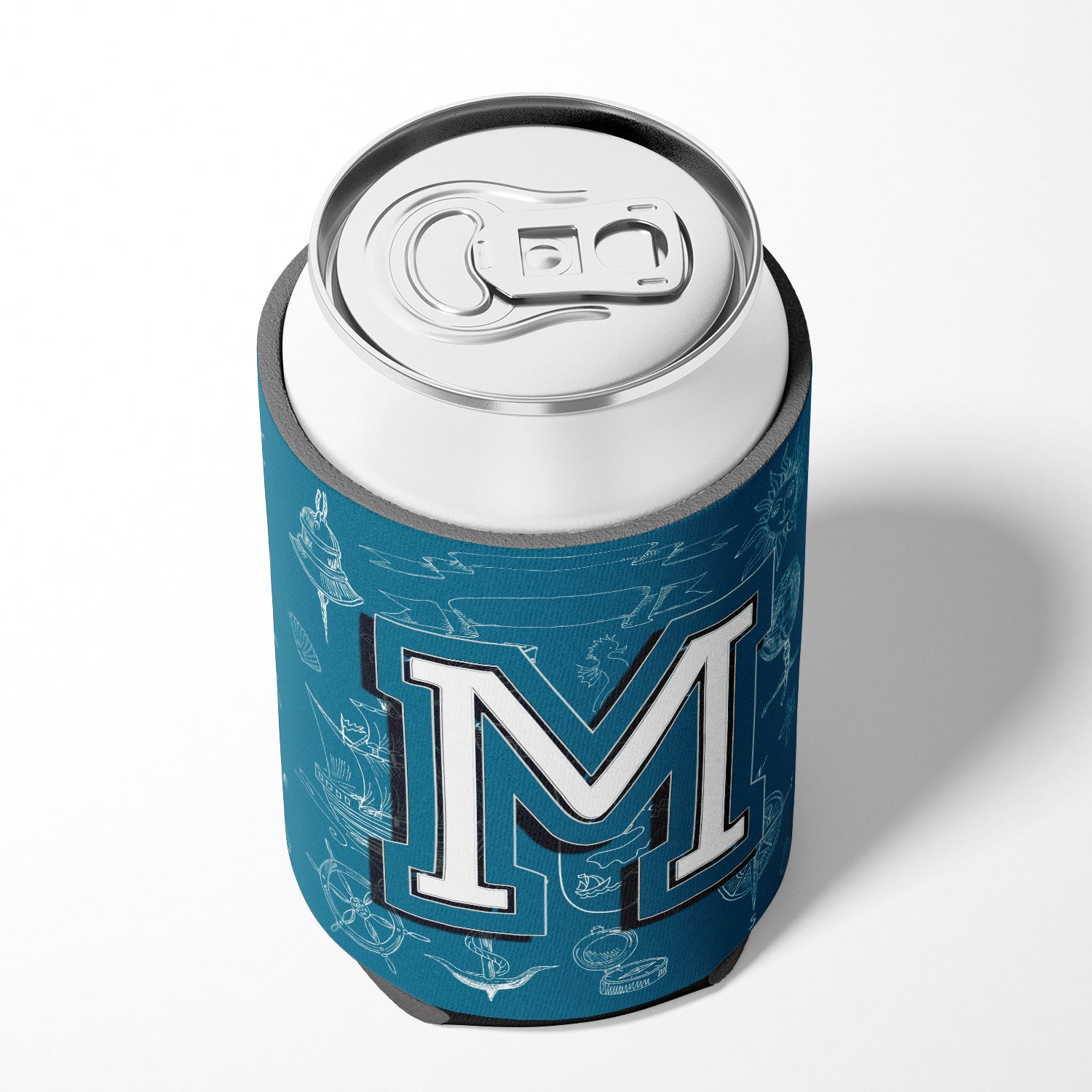 Letter M Sea Doodles Initial Alphabet Can or Bottle Hugger CJ2014-MCC.