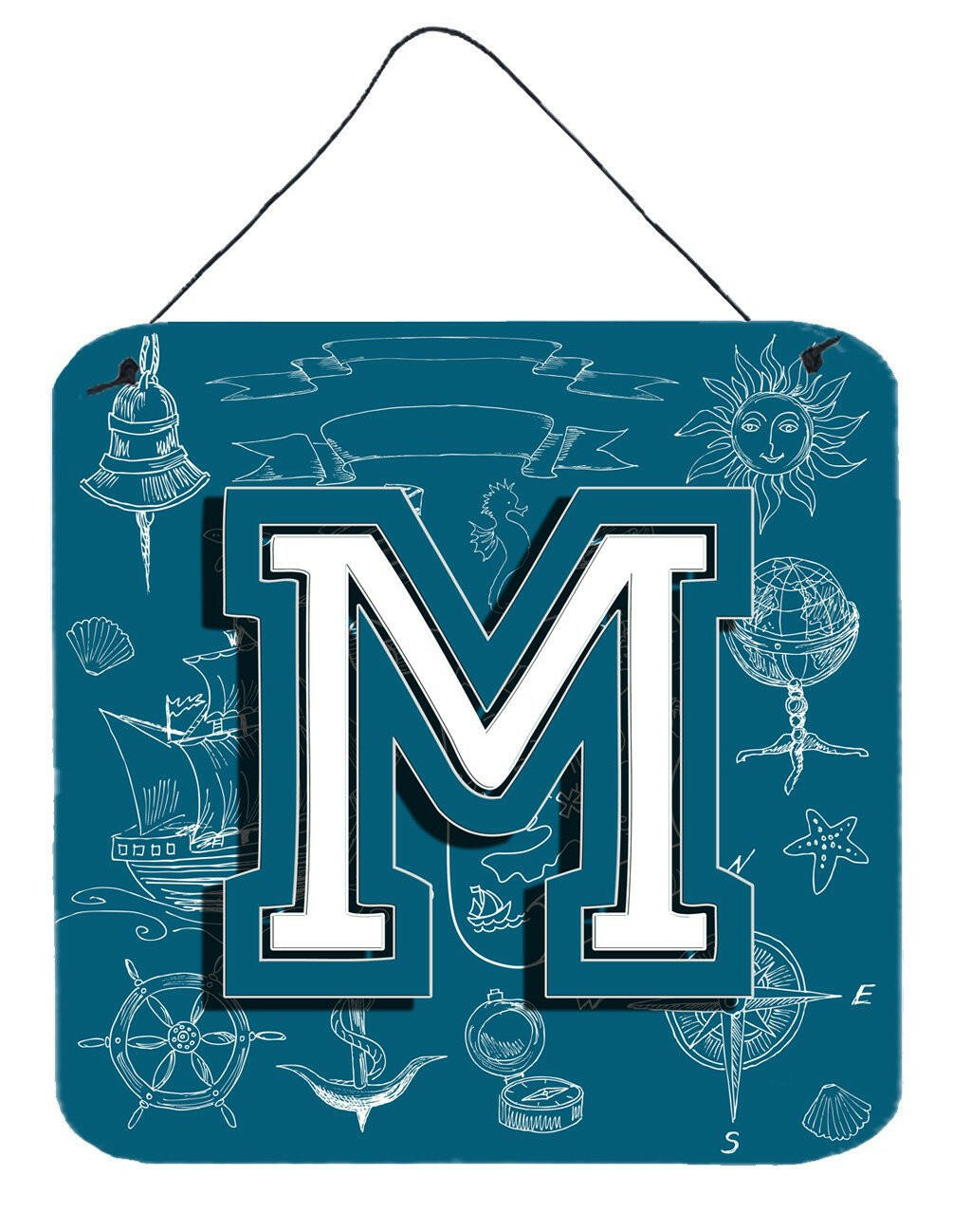 Letter M Sea Doodles Initial Alphabet Wall or Door Hanging Prints CJ2014-MDS66 by Caroline's Treasures