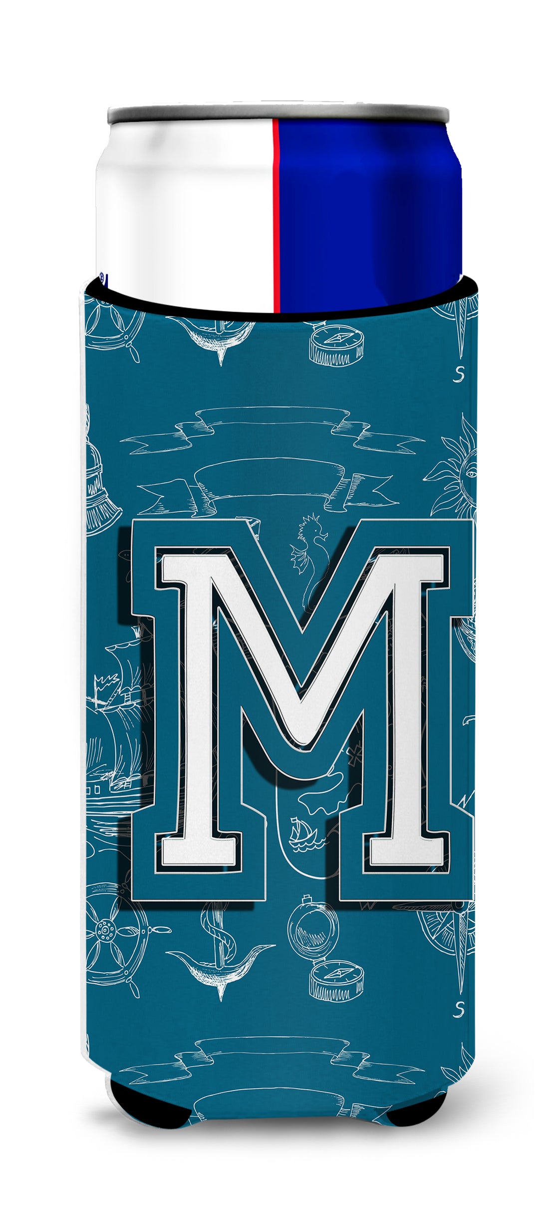 Letter M Sea Doodles Initial Alphabet Ultra Beverage Insulators for slim cans CJ2014-MMUK.