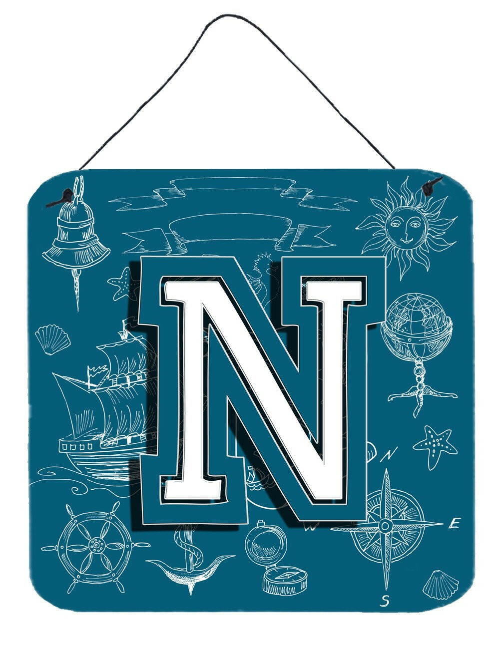 Letter N Sea Doodles Initial Alphabet Wall or Door Hanging Prints CJ2014-NDS66 by Caroline&#39;s Treasures