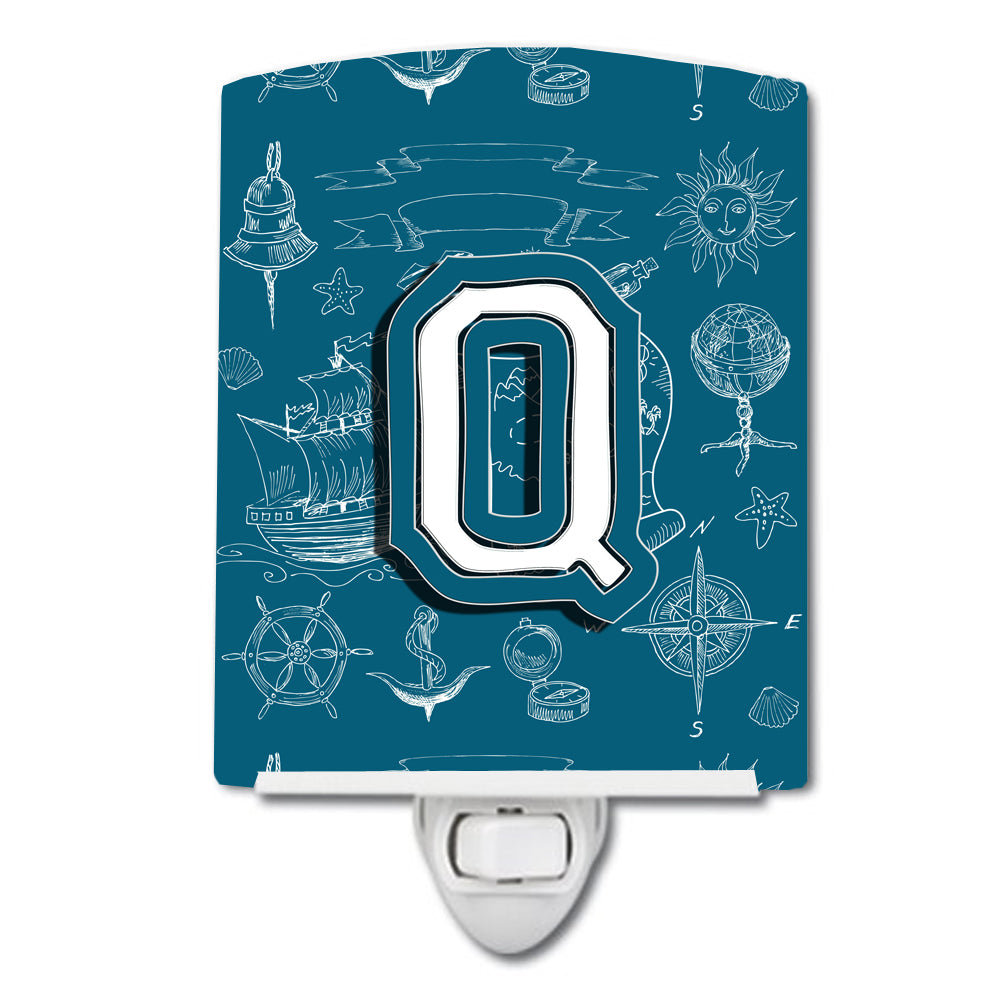 Letter Q Sea Doodles Initial Alphabet Ceramic Night Light CJ2014-QCNL - the-store.com