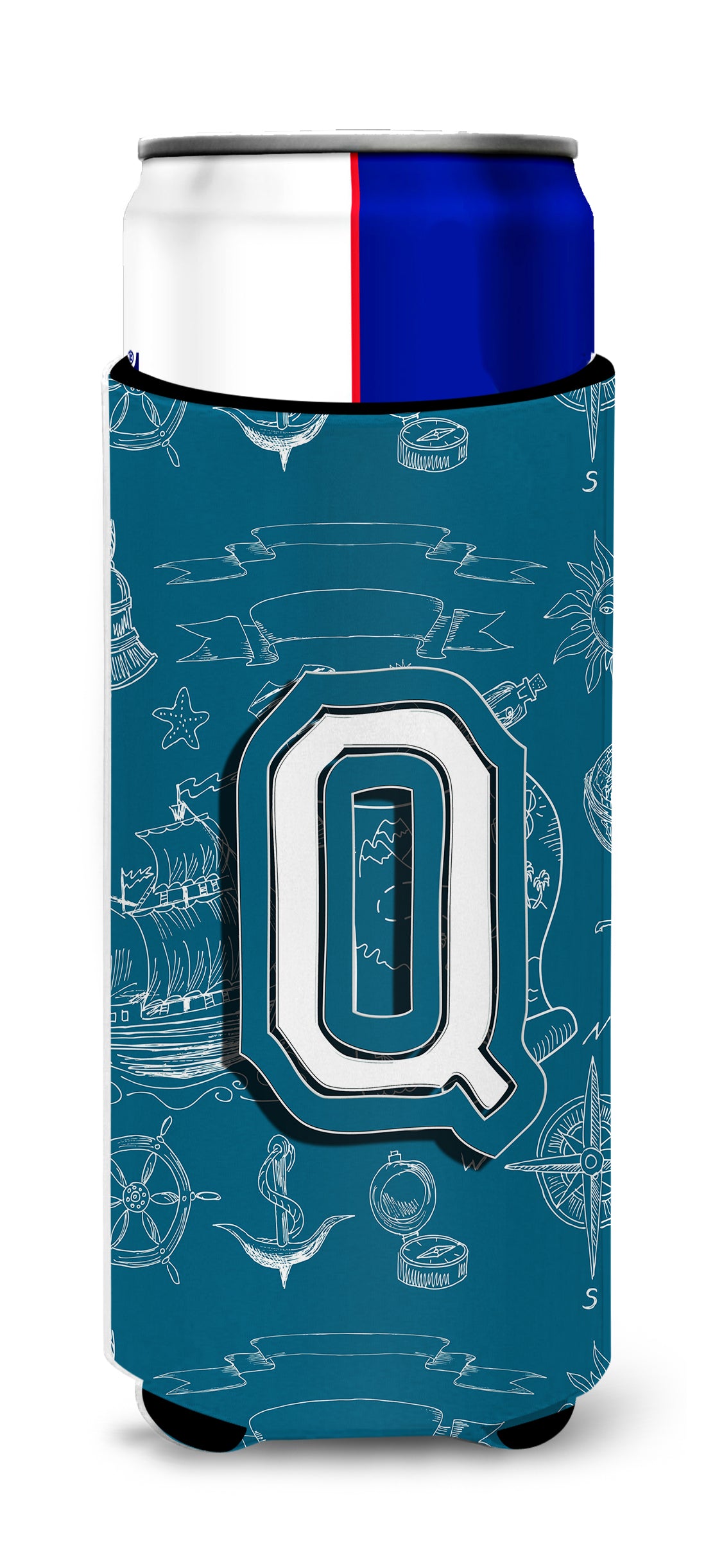 Letter Q Sea Doodles Initial Alphabet Ultra Beverage Insulators for slim cans CJ2014-QMUK.