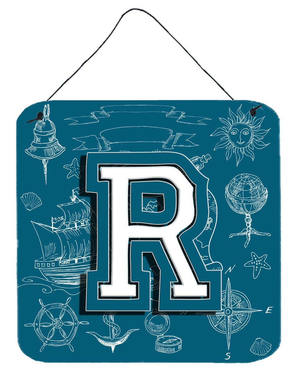 Letter R Sea Doodles Initial Alphabet Wall or Door Hanging Prints CJ2014-RDS66 by Caroline's Treasures