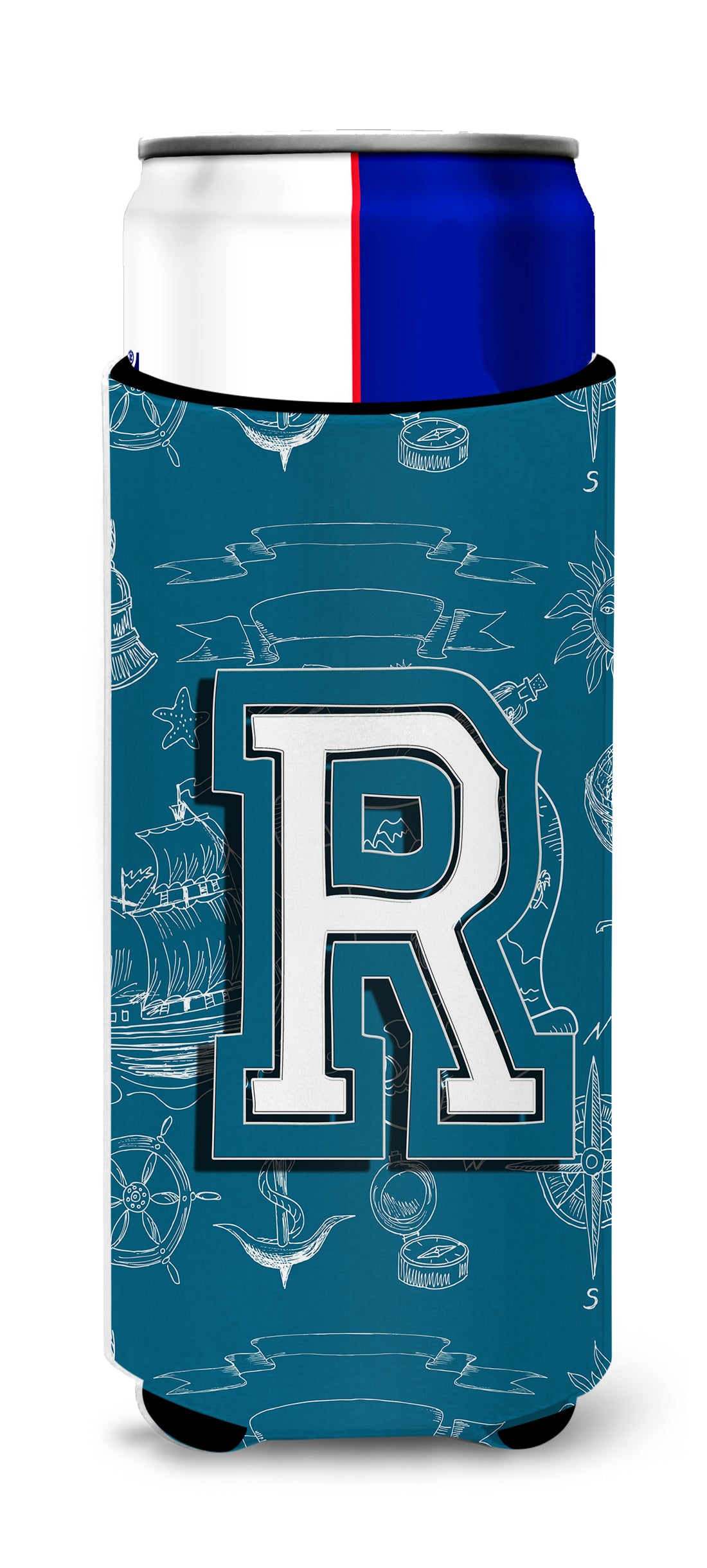 Letter R Sea Doodles Initial Alphabet Ultra Beverage Insulators for slim cans CJ2014-RMUK.