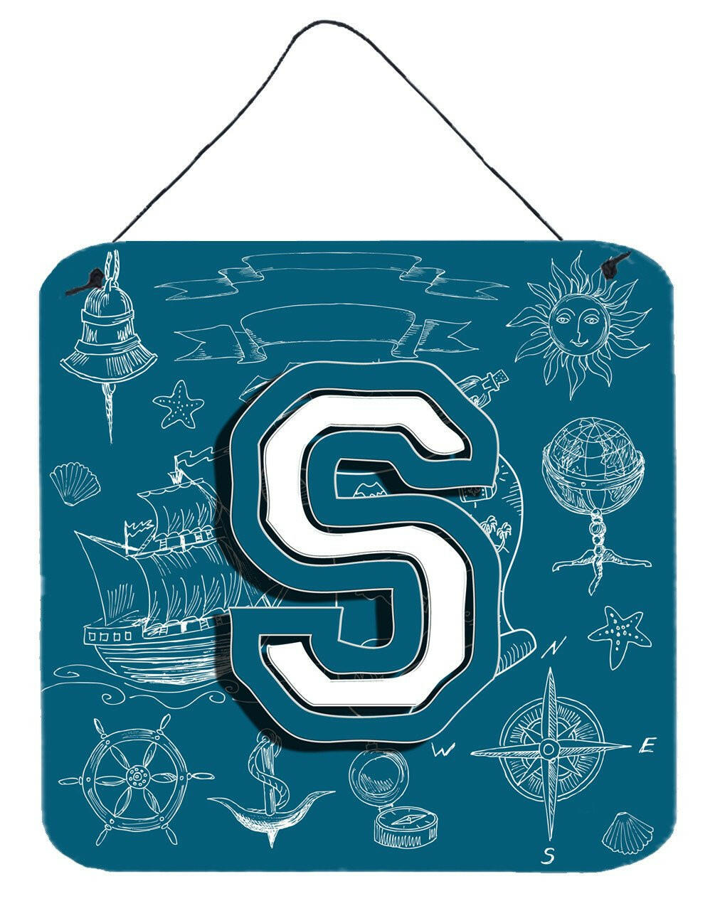 Letter S Sea Doodles Initial Alphabet Wall or Door Hanging Prints CJ2014-SDS66 by Caroline's Treasures