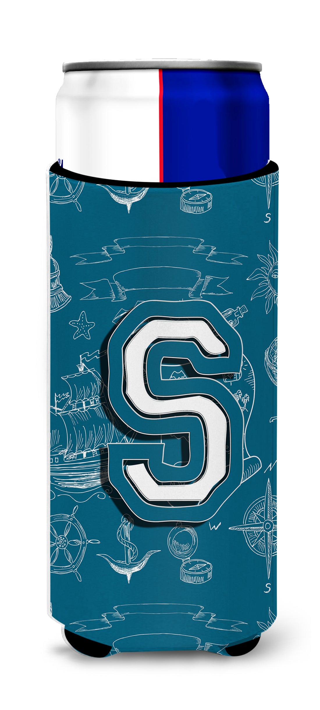 Letter S Sea Doodles Initial Alphabet Ultra Beverage Insulators for slim cans CJ2014-SMUK.