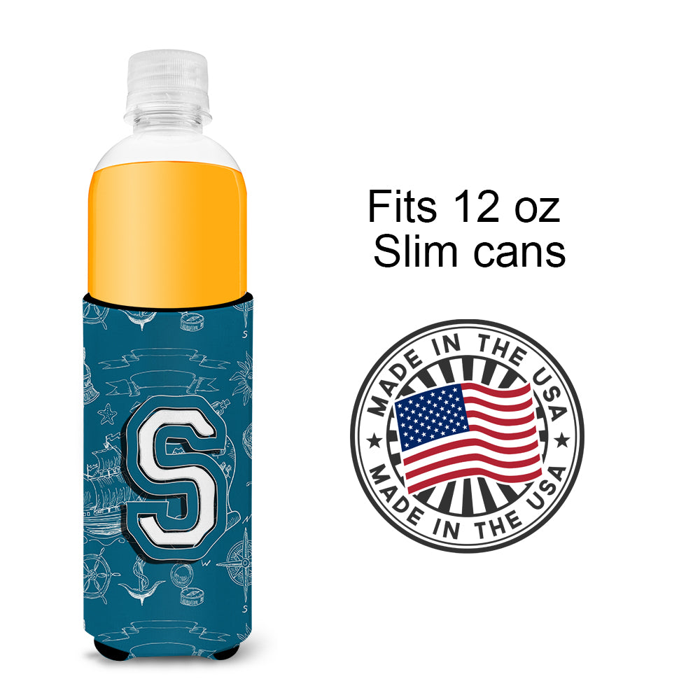 Letter S Sea Doodles Initial Alphabet Ultra Beverage Insulators for slim cans CJ2014-SMUK.