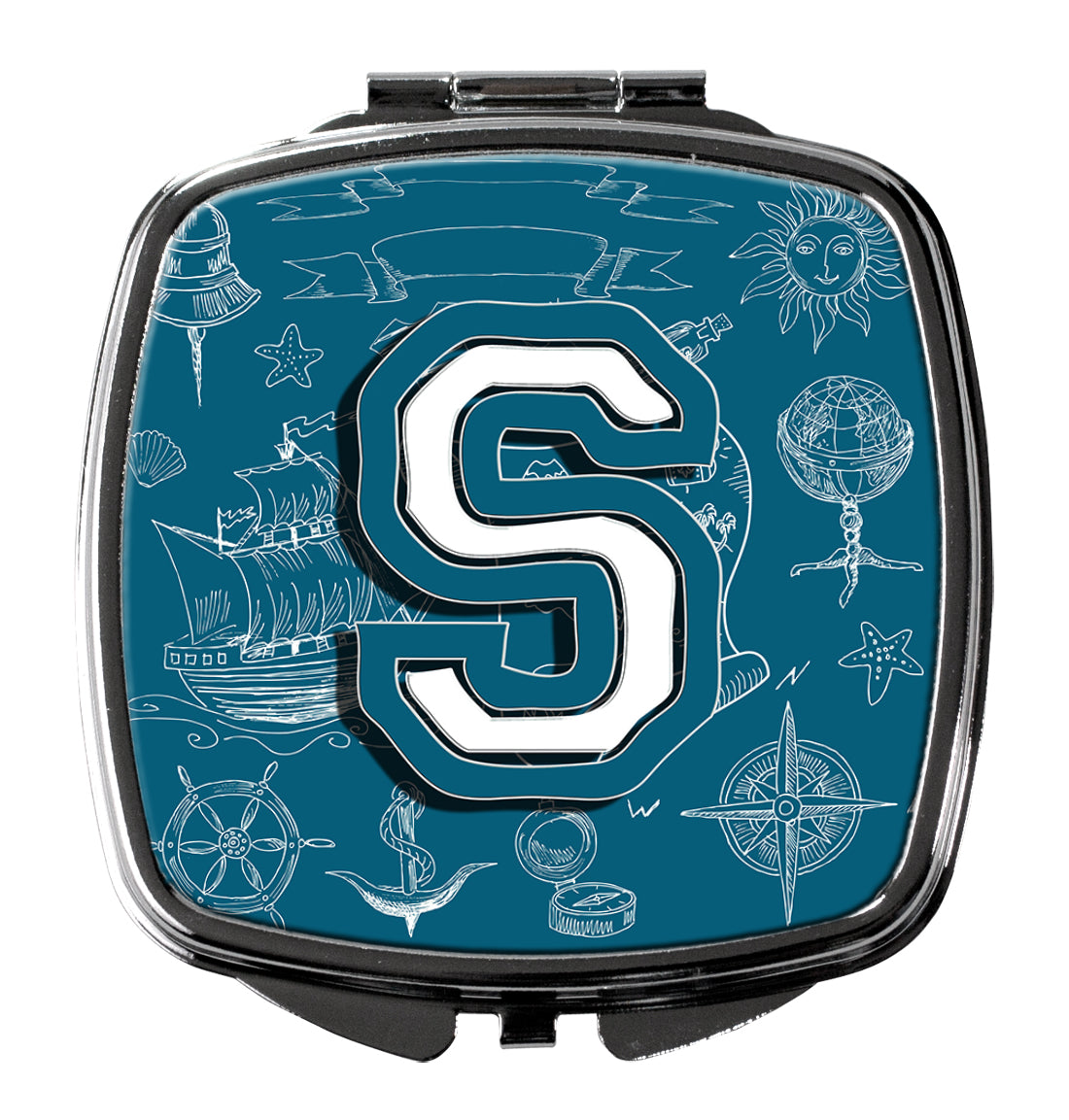 Letter S Sea Doodles Initial Alphabet Compact Mirror CJ2014-SSCM  the-store.com.