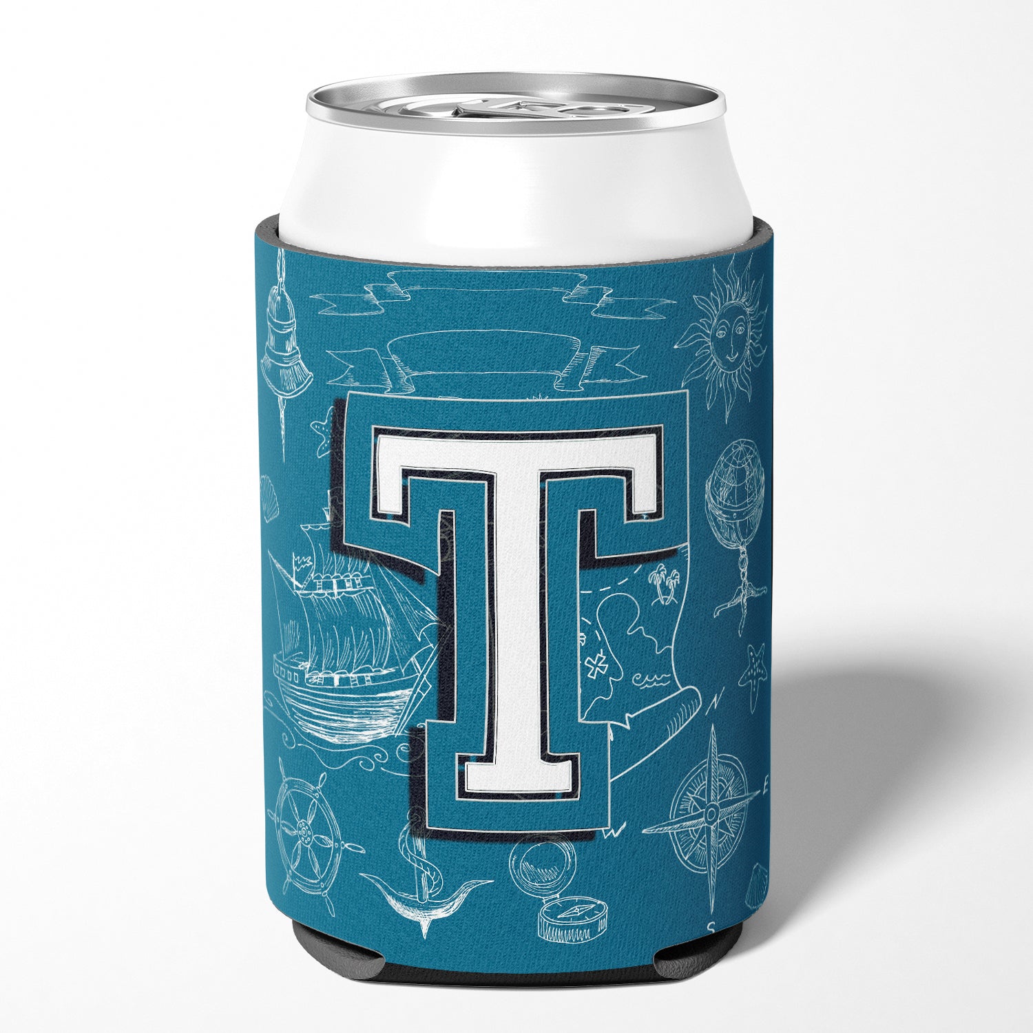 Letter T Sea Doodles Initial Alphabet Can or Bottle Hugger CJ2014-TCC.