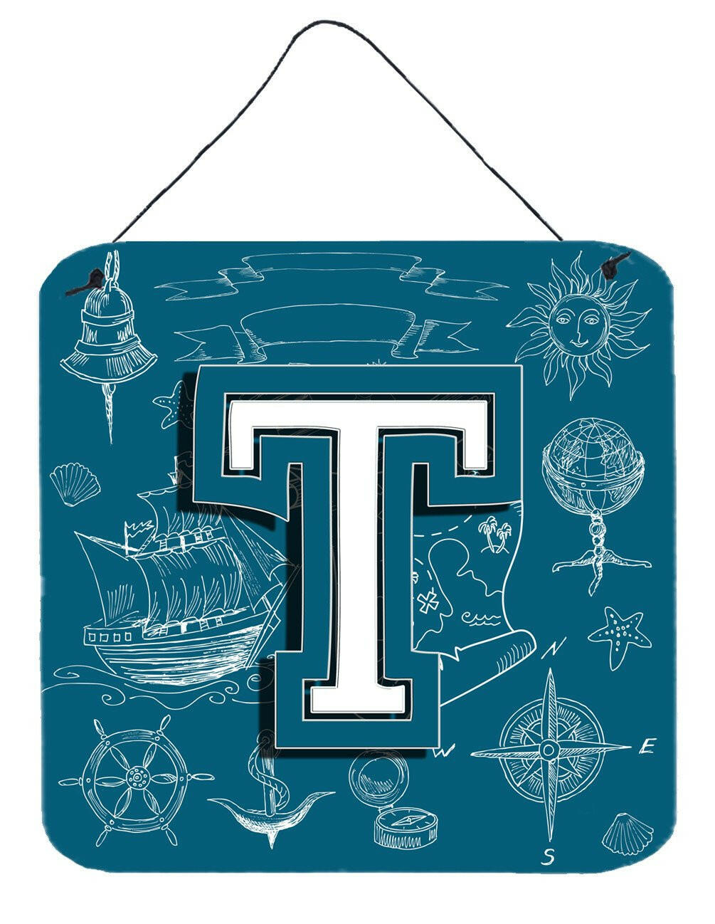 Letter T Sea Doodles Initial Alphabet Wall or Door Hanging Prints CJ2014-TDS66 by Caroline's Treasures