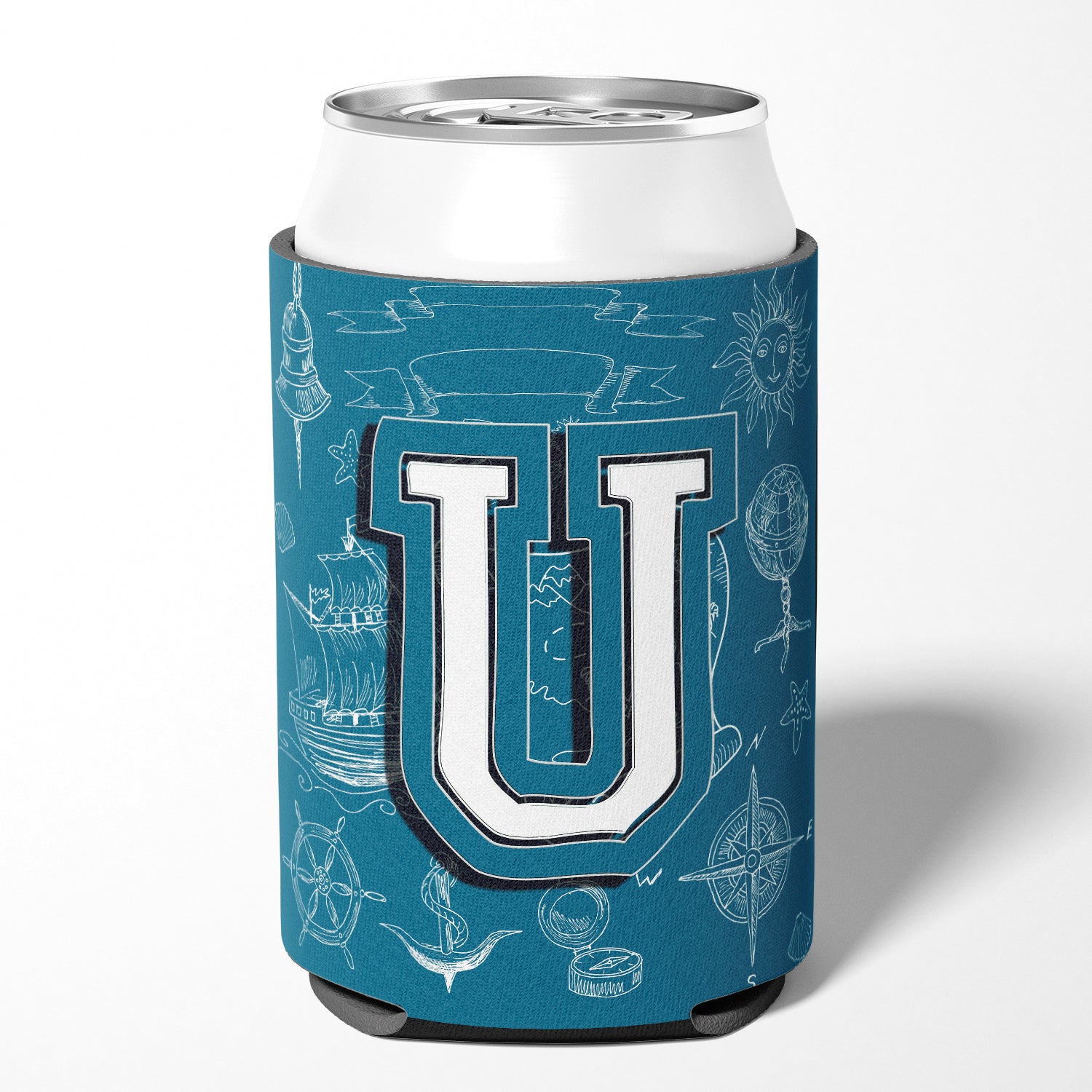 Letter U Sea Doodles Initial Alphabet Can or Bottle Hugger CJ2014-UCC.