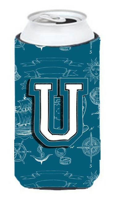 Letter U Sea Doodles Initial Alphabet Tall Boy Beverage Insulator Hugger CJ2014-UTBC by Caroline's Treasures