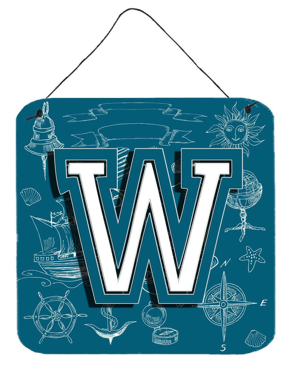 Letter W Sea Doodles Initial Alphabet Wall or Door Hanging Prints CJ2014-WDS66 by Caroline's Treasures