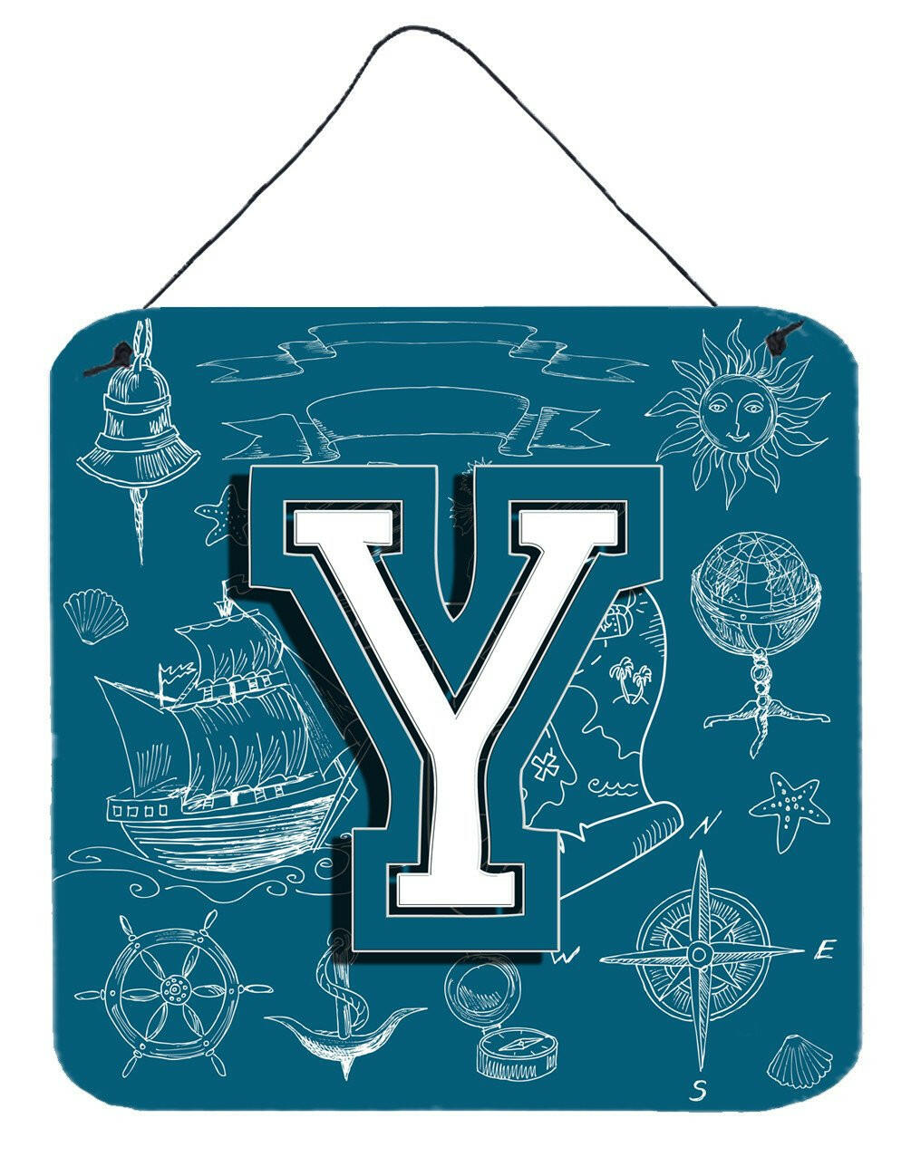 Letter Y Sea Doodles Initial Alphabet Wall or Door Hanging Prints CJ2014-YDS66 by Caroline's Treasures