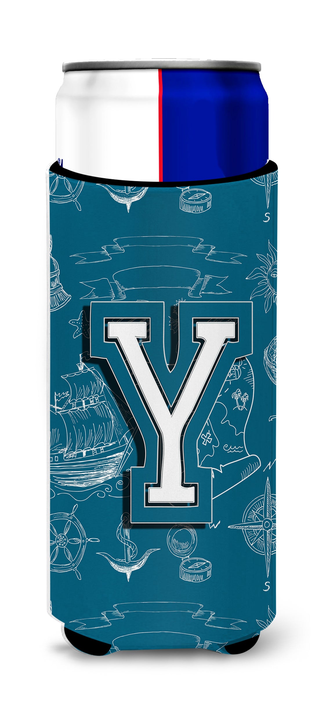 Letter Y Sea Doodles Initial Alphabet Ultra Beverage Insulators for slim cans CJ2014-YMUK.