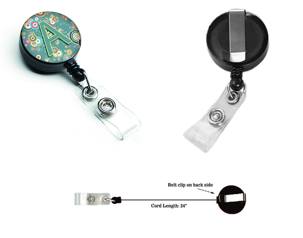 Letter A Circle Circle Teal Initial Alphabet Retractable Badge Reel CJ2015-ABR  the-store.com.