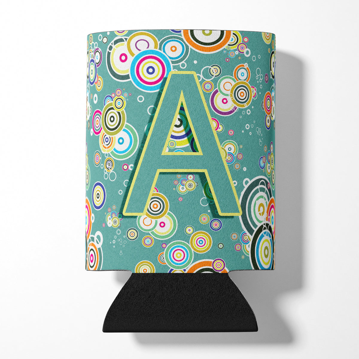 Letter A Circle Circle Teal Initial Alphabet Can or Bottle Hugger CJ2015-ACC.