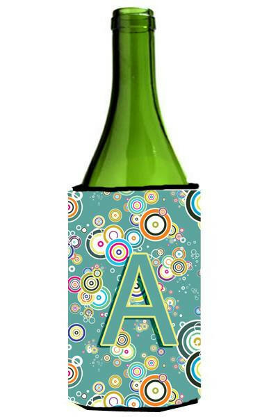 Letter A Circle Circle Teal Initial Alphabet Wine Bottle Beverage Insulator Hugger CJ2015-ALITERK by Caroline's Treasures