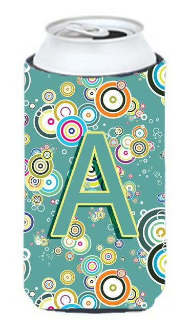 Letter A Circle Circle Teal Initial Alphabet Tall Boy Beverage Insulator Hugger CJ2015-ATBC by Caroline's Treasures