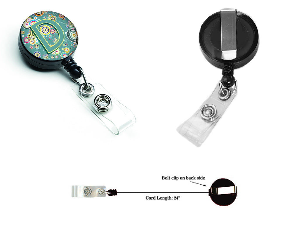 Letter D Circle Circle Teal Initial Alphabet Retractable Badge Reel CJ2015-DBR  the-store.com.