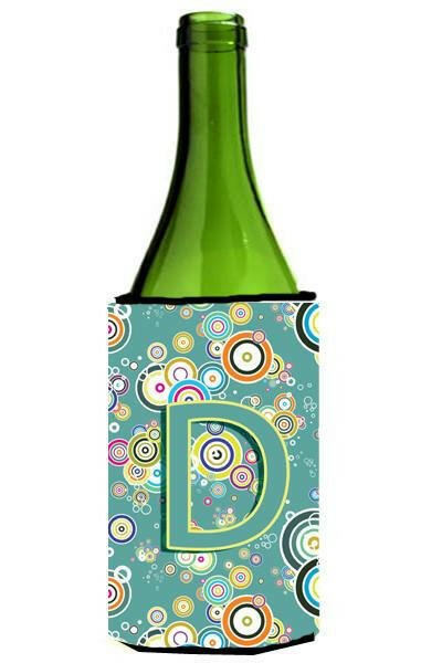 Letter D Circle Circle Teal Initial Alphabet Wine Bottle Beverage Insulator Hugger CJ2015-DLITERK by Caroline's Treasures