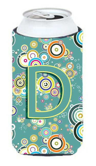 Letter D Circle Circle Teal Initial Alphabet Tall Boy Beverage Insulator Hugger CJ2015-DTBC by Caroline's Treasures