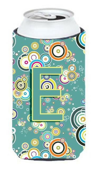 Letter E Circle Circle Teal Initial Alphabet Tall Boy Beverage Insulator Hugger CJ2015-ETBC by Caroline&#39;s Treasures