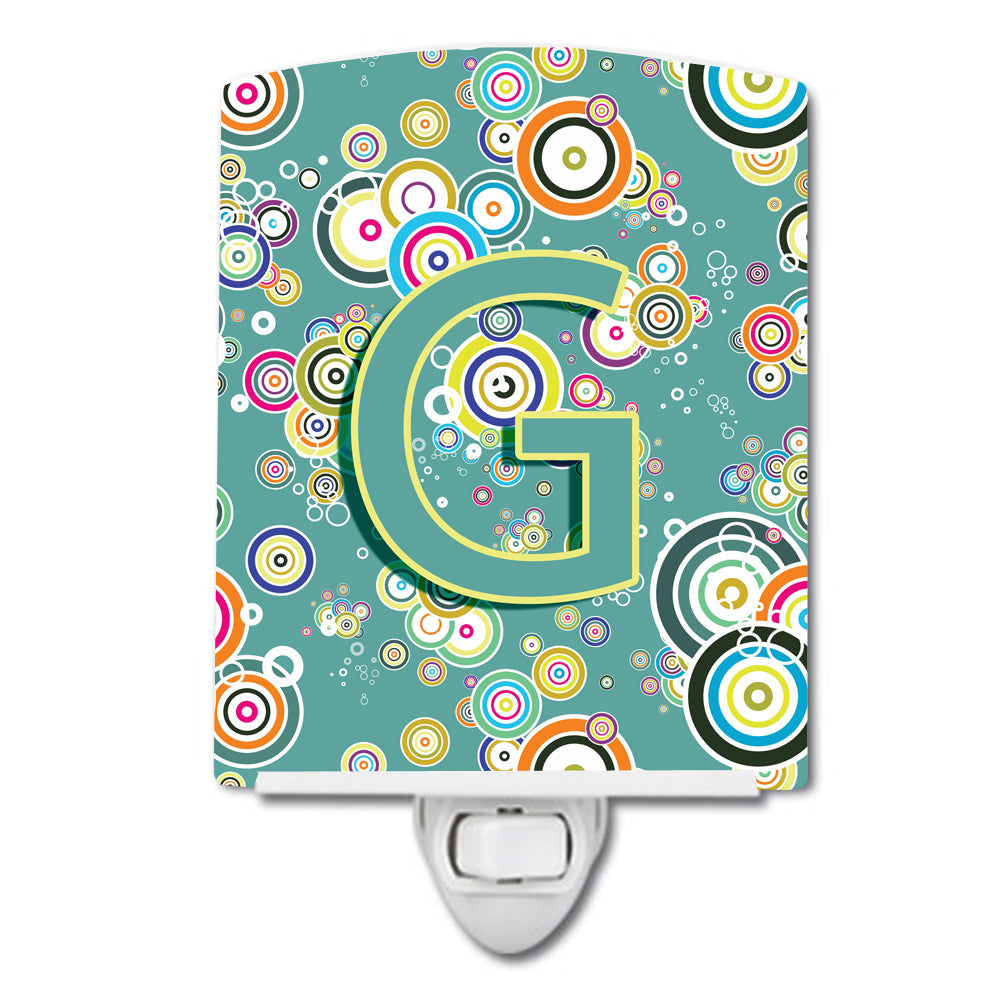 Letter G Circle Circle Teal Initial Alphabet Ceramic Night Light CJ2015-GCNL - the-store.com