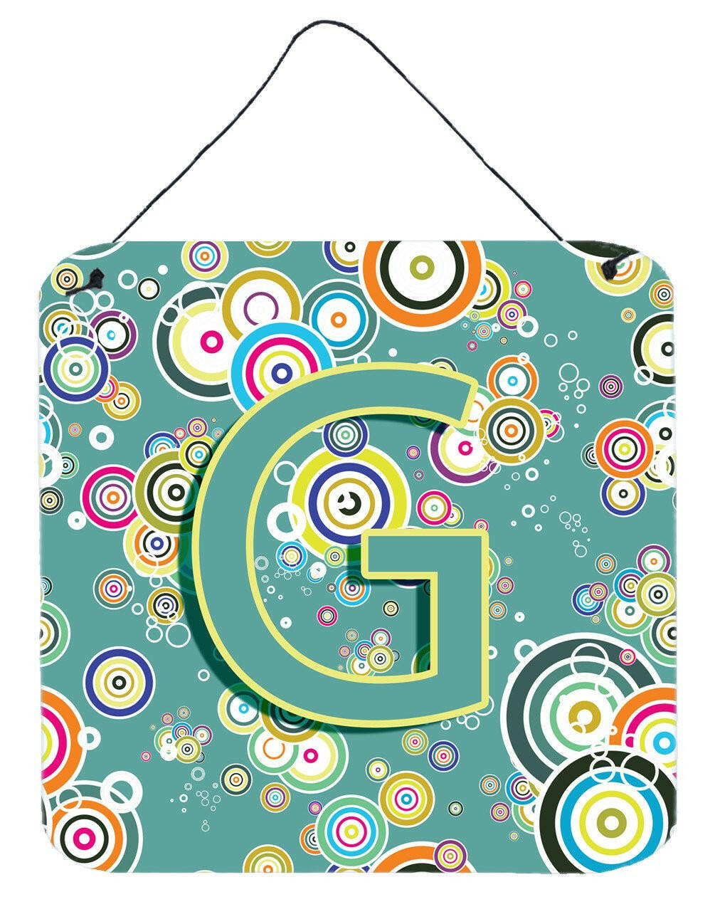 Letter G Circle Circle Teal Initial Alphabet Wall or Door Hanging Prints CJ2015-GDS66 by Caroline&#39;s Treasures