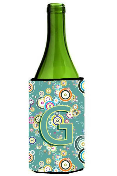 Letter G Circle Circle Teal Initial Alphabet Wine Bottle Beverage Insulator Hugger CJ2015-GLITERK by Caroline's Treasures