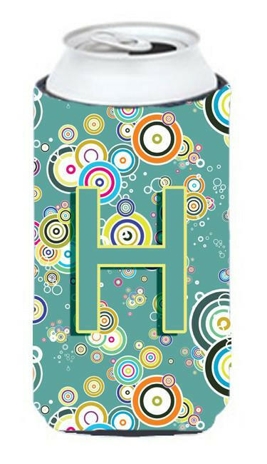 Letter H Circle Circle Teal Initial Alphabet Tall Boy Beverage Insulator Hugger CJ2015-HTBC by Caroline's Treasures