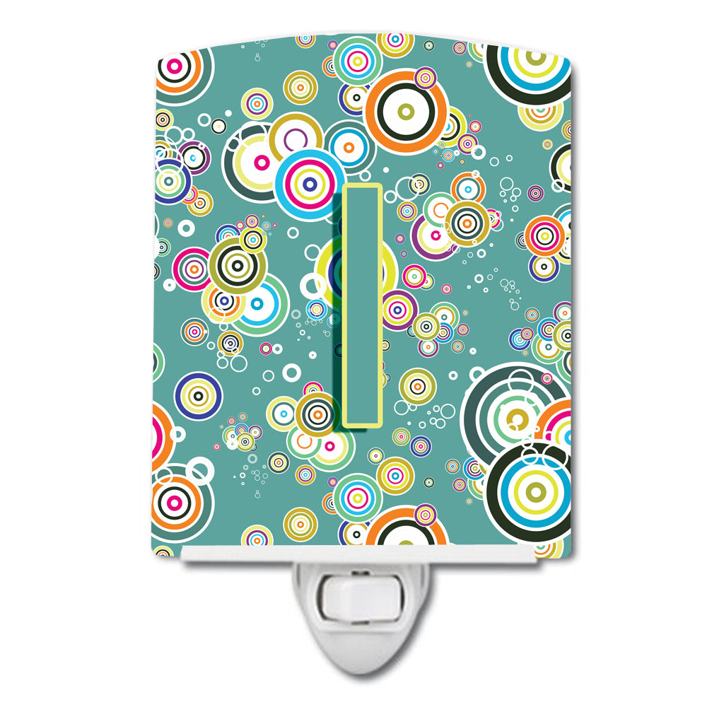 Letter I Circle Circle Teal Initial Alphabet Ceramic Night Light CJ2015-ICNL - the-store.com