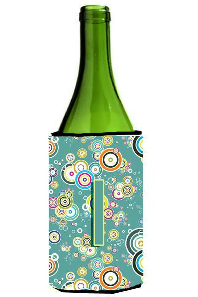 Letter I Circle Circle Teal Initial Alphabet Wine Bottle Beverage Insulator Hugger CJ2015-ILITERK by Caroline's Treasures