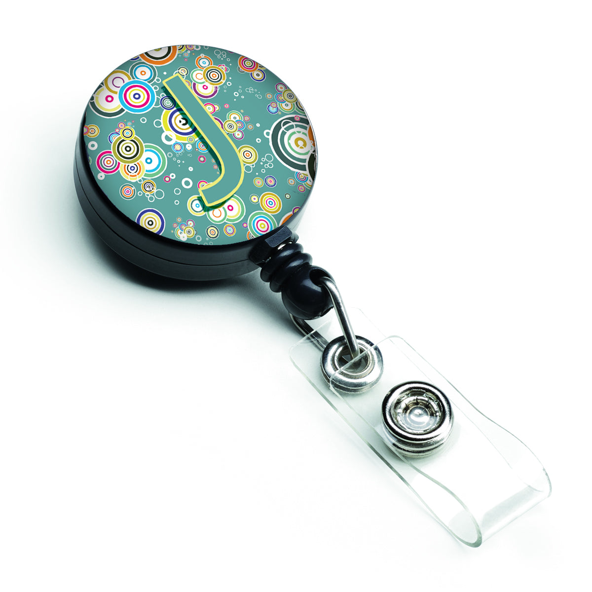 Letter J Circle Circle Teal Initial Alphabet Retractable Badge Reel CJ2015-JBR  the-store.com.