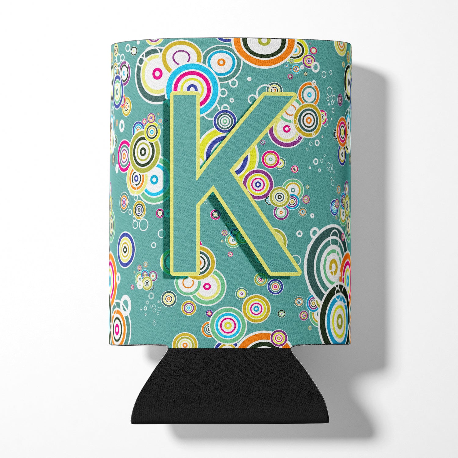 Letter K Circle Circle Teal Initial Alphabet Can or Bottle Hugger CJ2015-KCC.