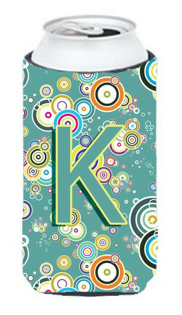 Letter K Circle Circle Teal Initial Alphabet Tall Boy Beverage Insulator Hugger CJ2015-KTBC by Caroline's Treasures