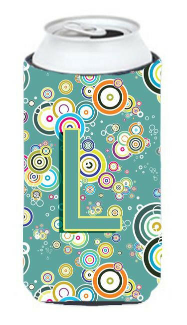 Letter L Circle Circle Teal Initial Alphabet Tall Boy Beverage Insulator Hugger CJ2015-LTBC by Caroline&#39;s Treasures