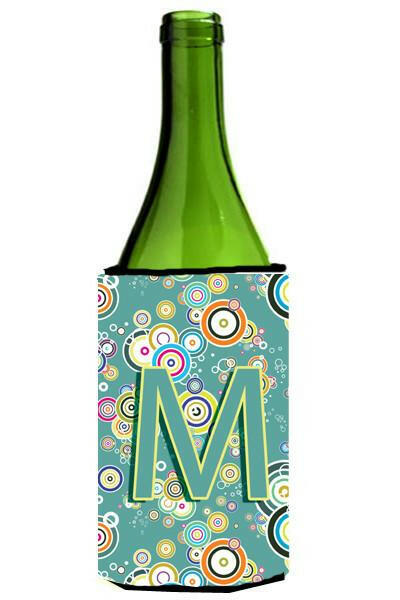 Letter M Circle Circle Teal Initial Alphabet Wine Bottle Beverage Insulator Hugger CJ2015-MLITERK by Caroline's Treasures