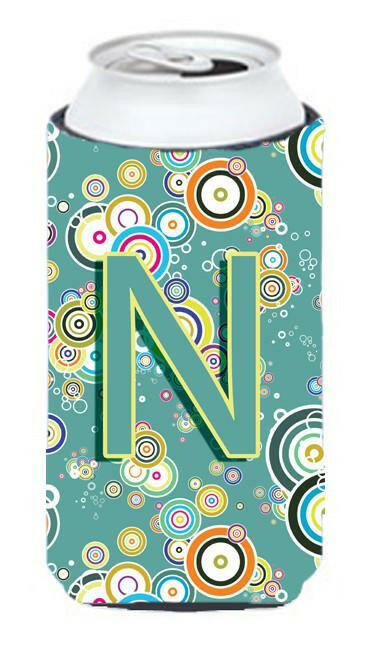 Letter N Circle Circle Teal Initial Alphabet Tall Boy Beverage Insulator Hugger CJ2015-NTBC by Caroline's Treasures