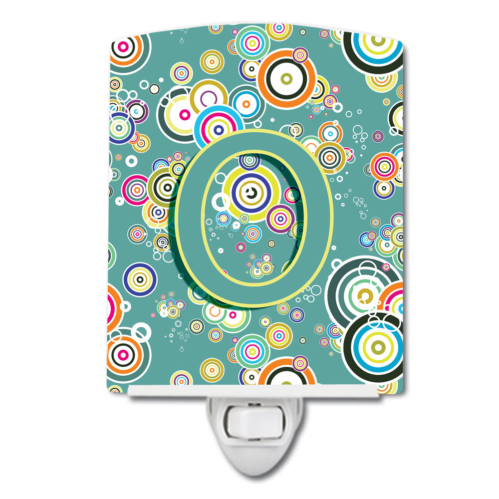 Letter O Circle Circle Teal Initial Alphabet Ceramic Night Light CJ2015-OCNL - the-store.com