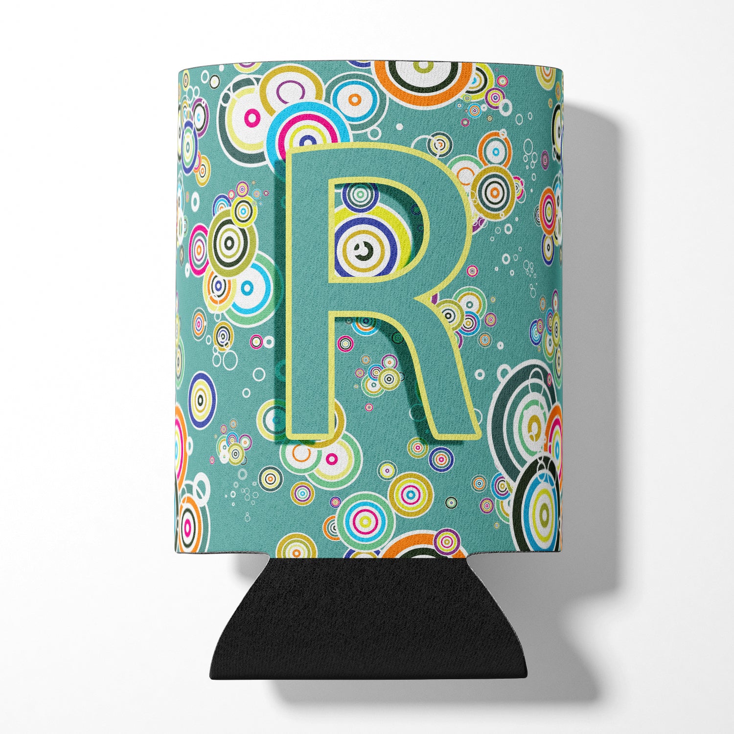 Letter R Circle Circle Teal Initial Alphabet Can or Bottle Hugger CJ2015-RCC.