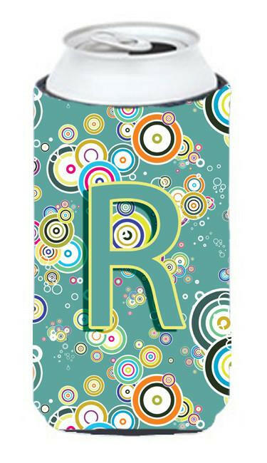 Letter R Circle Circle Teal Initial Alphabet Tall Boy Beverage Insulator Hugger CJ2015-RTBC by Caroline's Treasures