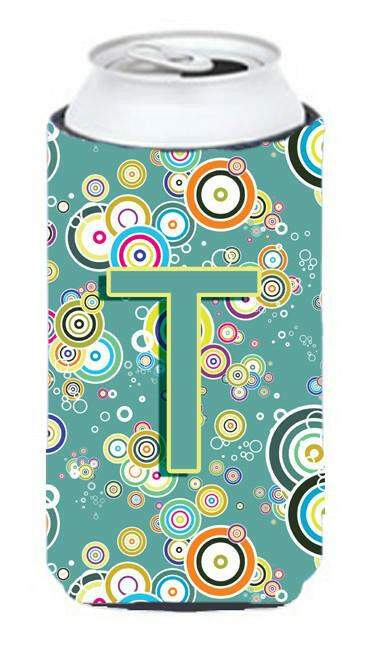 Letter T Circle Circle Teal Initial Alphabet Tall Boy Beverage Insulator Hugger CJ2015-TTBC by Caroline's Treasures