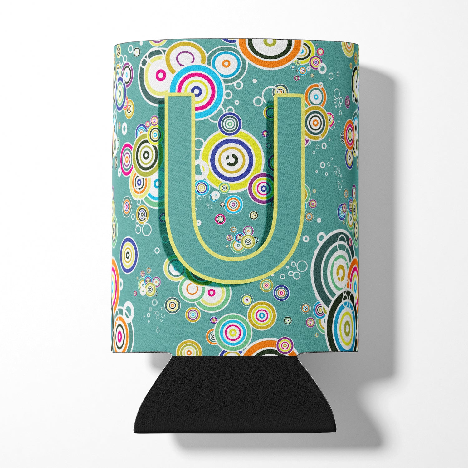 Letter U Circle Circle Teal Initial Alphabet Can or Bottle Hugger CJ2015-UCC.