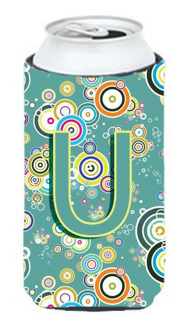 Letter U Circle Circle Teal Initial Alphabet Tall Boy Beverage Insulator Hugger CJ2015-UTBC by Caroline's Treasures