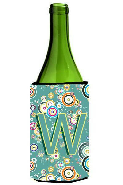 Letter W Circle Circle Teal Initial Alphabet Wine Bottle Beverage Insulator Hugger CJ2015-WLITERK by Caroline's Treasures