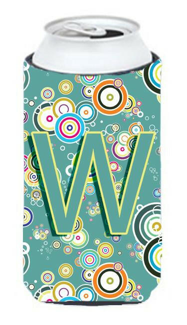 Letter W Circle Circle Teal Initial Alphabet Tall Boy Beverage Insulator Hugger CJ2015-WTBC by Caroline's Treasures